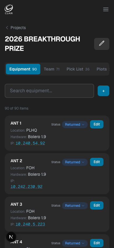 Equipment tab